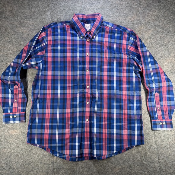 Brooks Brothers Other - Brooks Brothers Shirt Men's XL  Madison Button Down Blue Red Plaid Logo Cotton